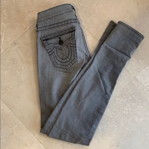 True Religion gray distressed jeans gently used